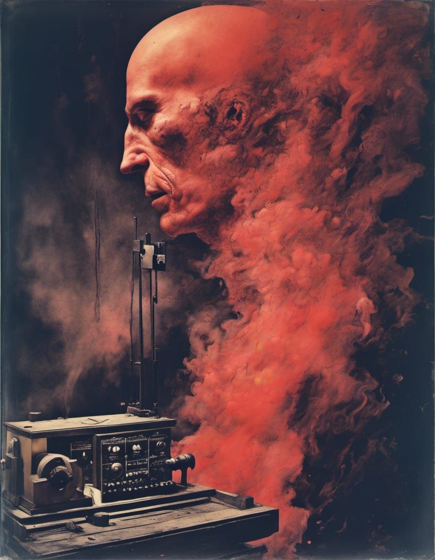 Surreal Machinery to the Heavens in Red Haze