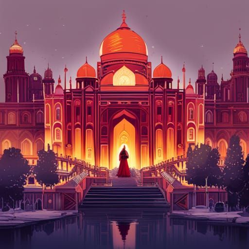 Taj Mahal in Luminous Colors and Intricate Detail