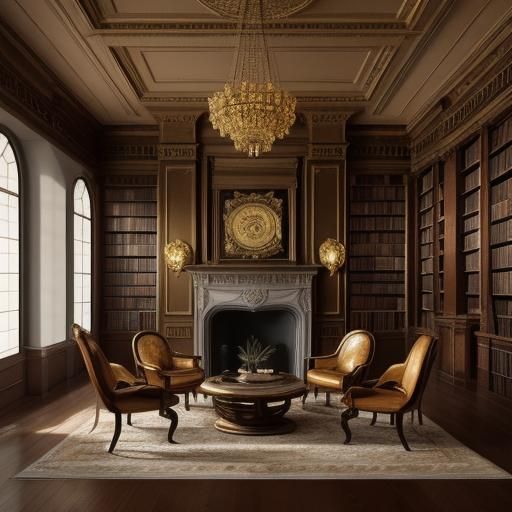 Luxurious Still Life of Marble Pipe in Library