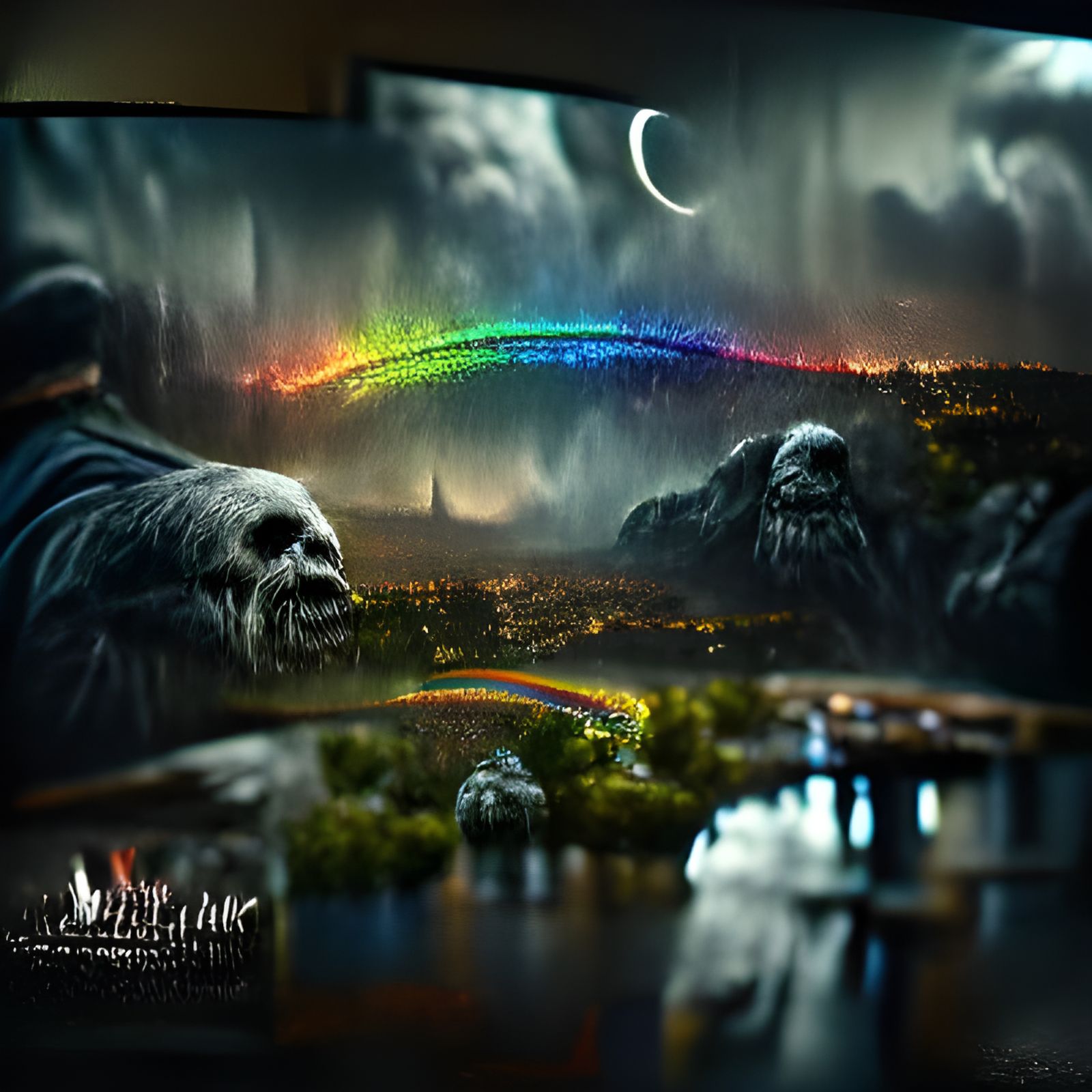Epic Rainbow in the Dark: Digital Matte Painting