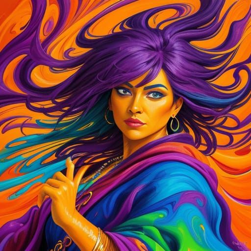 Fauvist Woman in Orange Desert