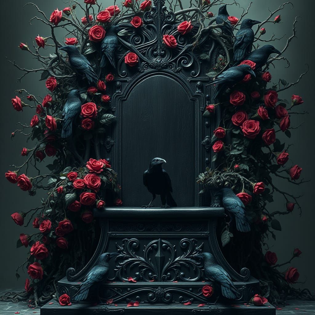 Ancient Throne Enchanted by Twisted Rose Bush