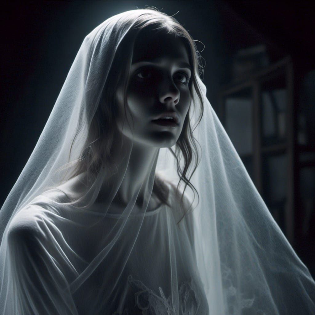 Hyperrealistic Transparent Ghost Woman