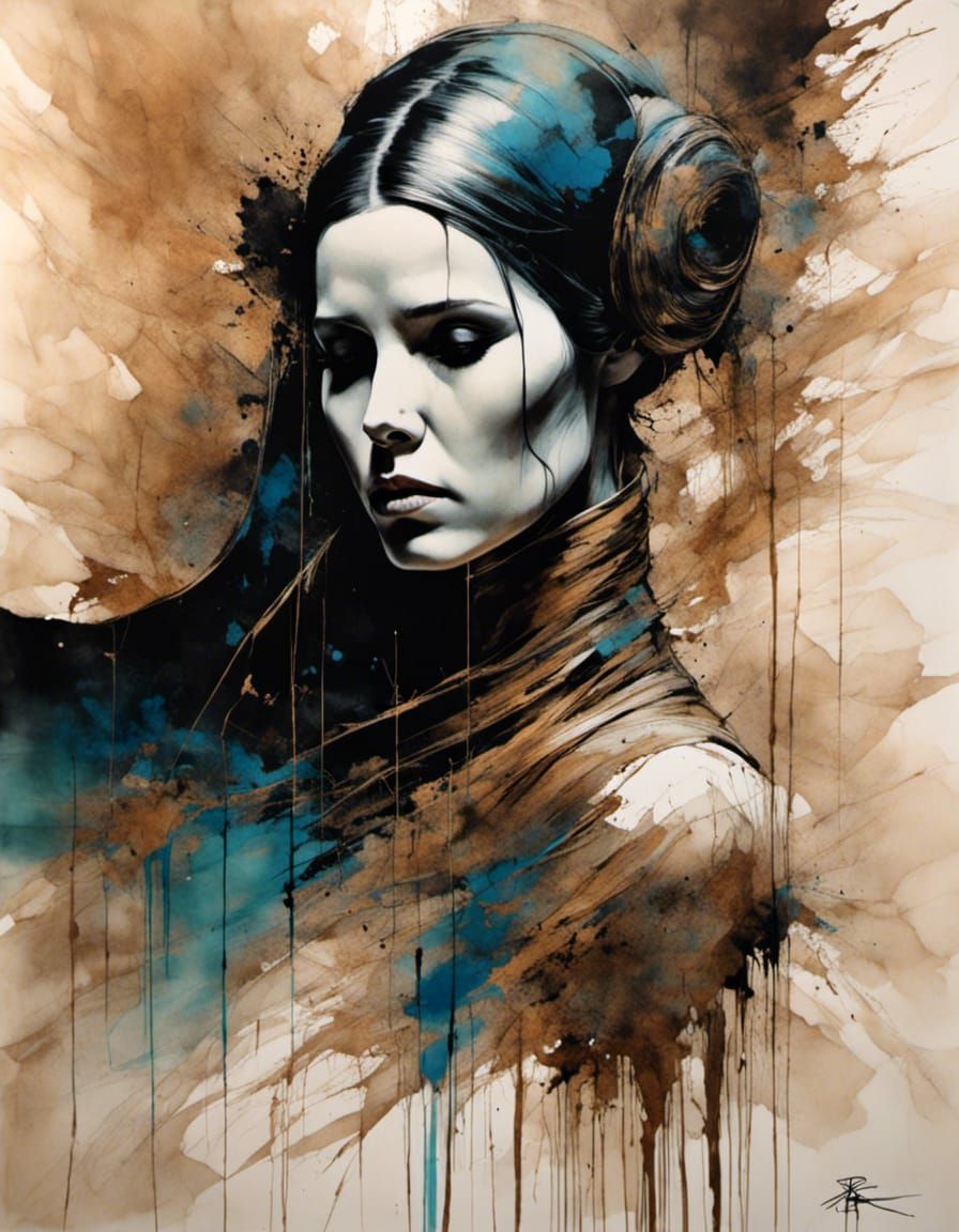 Princess Leia in Wood Art Style