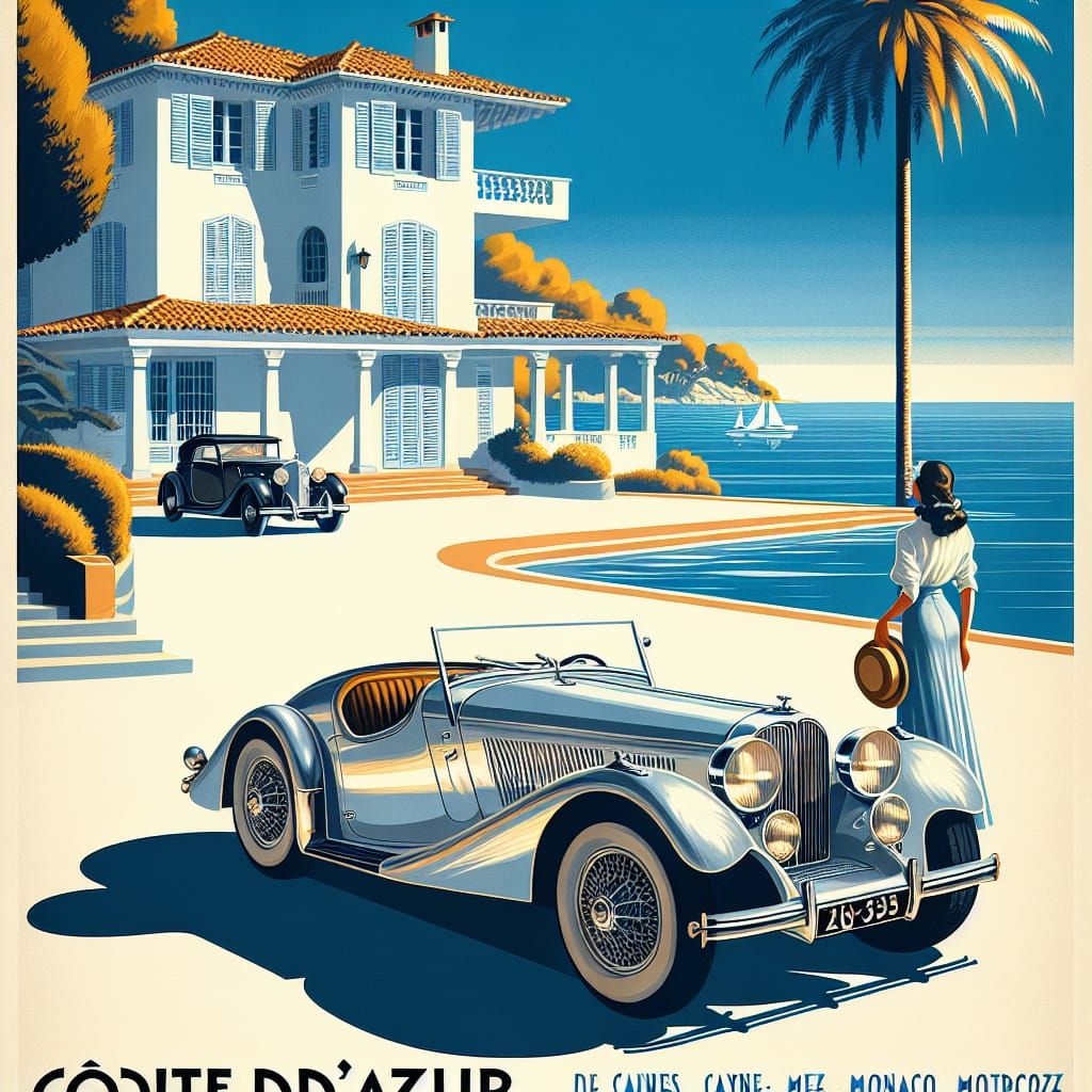 Art Deco Travel Poster: Côte d'Azur Glamour