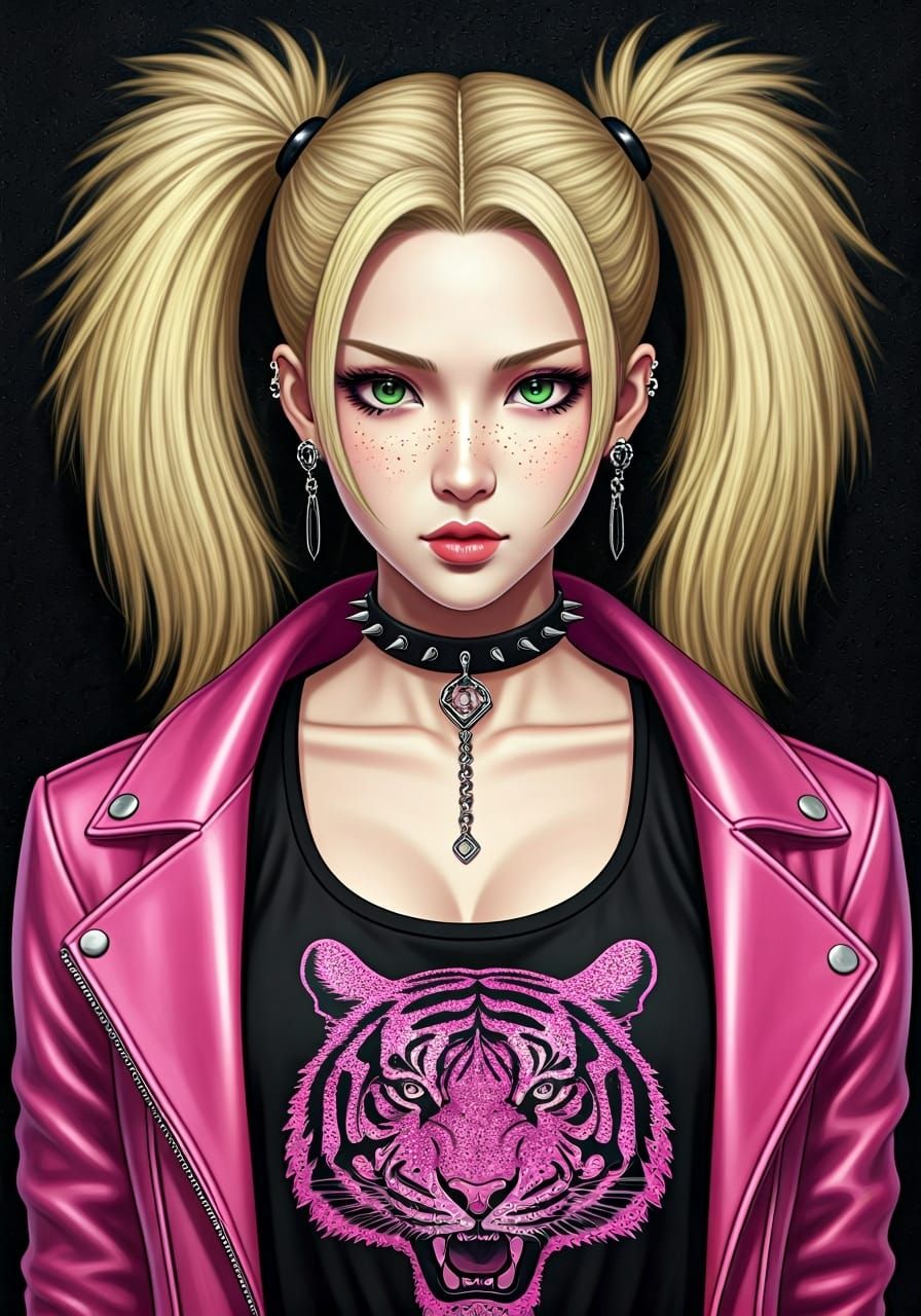 Korean Woman in Gothic Punk Style, Anime Art