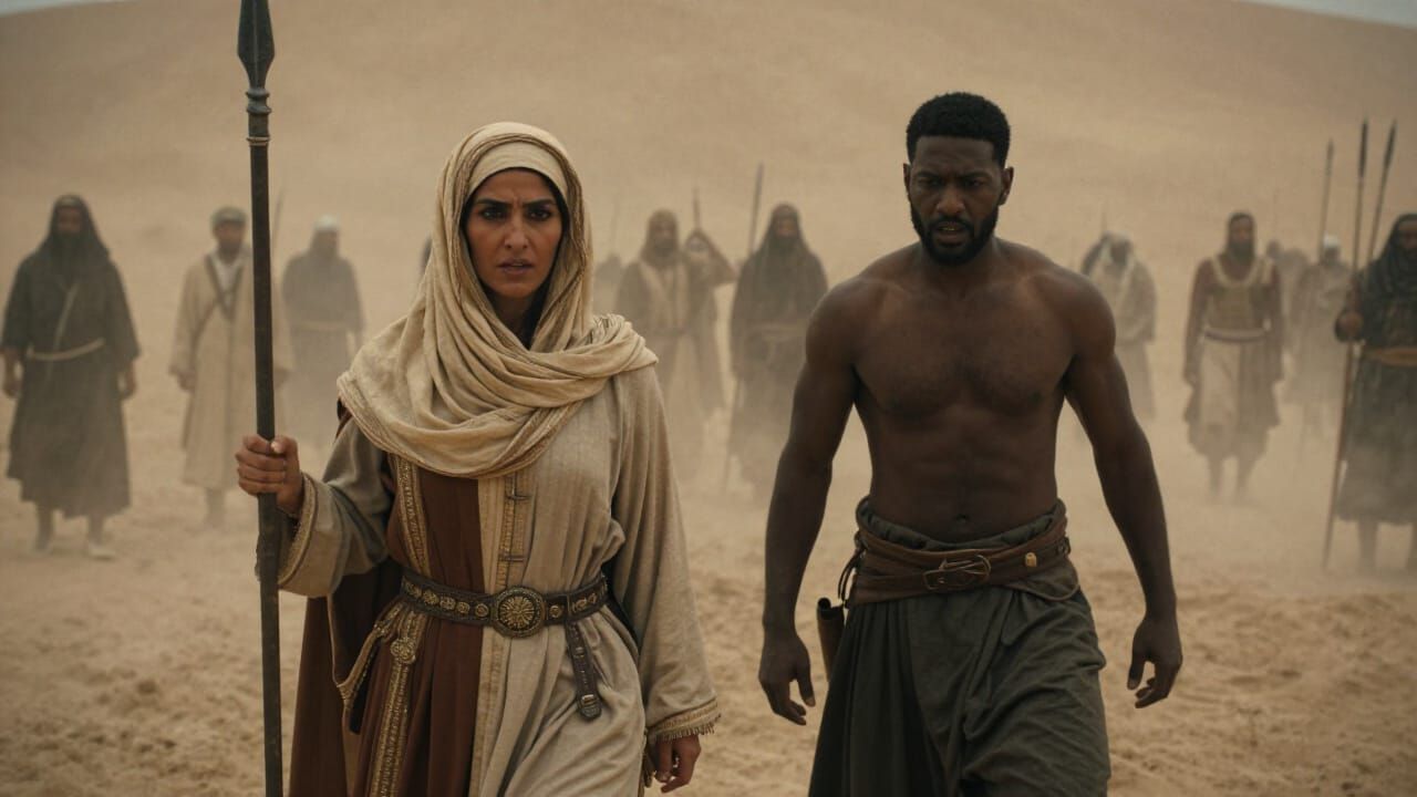 Pre-Islamic Arabian Warrior Woman Commands Spear-Wielding Ma...