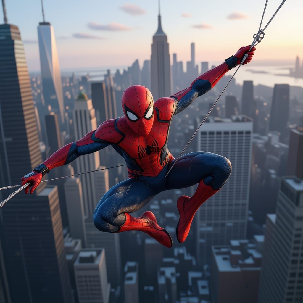 Photorealistic Spiderman Swings Through Metropolis