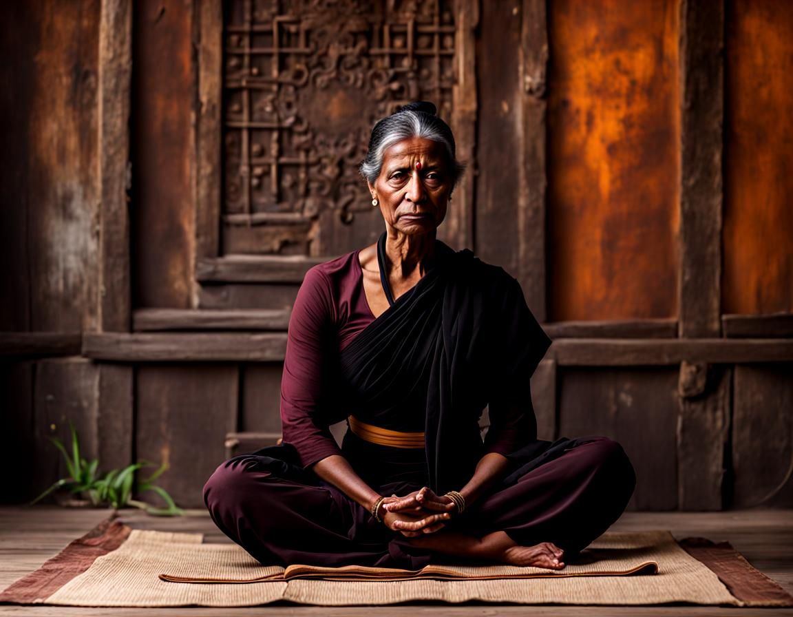 Blissful Black Indian Yoga Guru in Meditation
