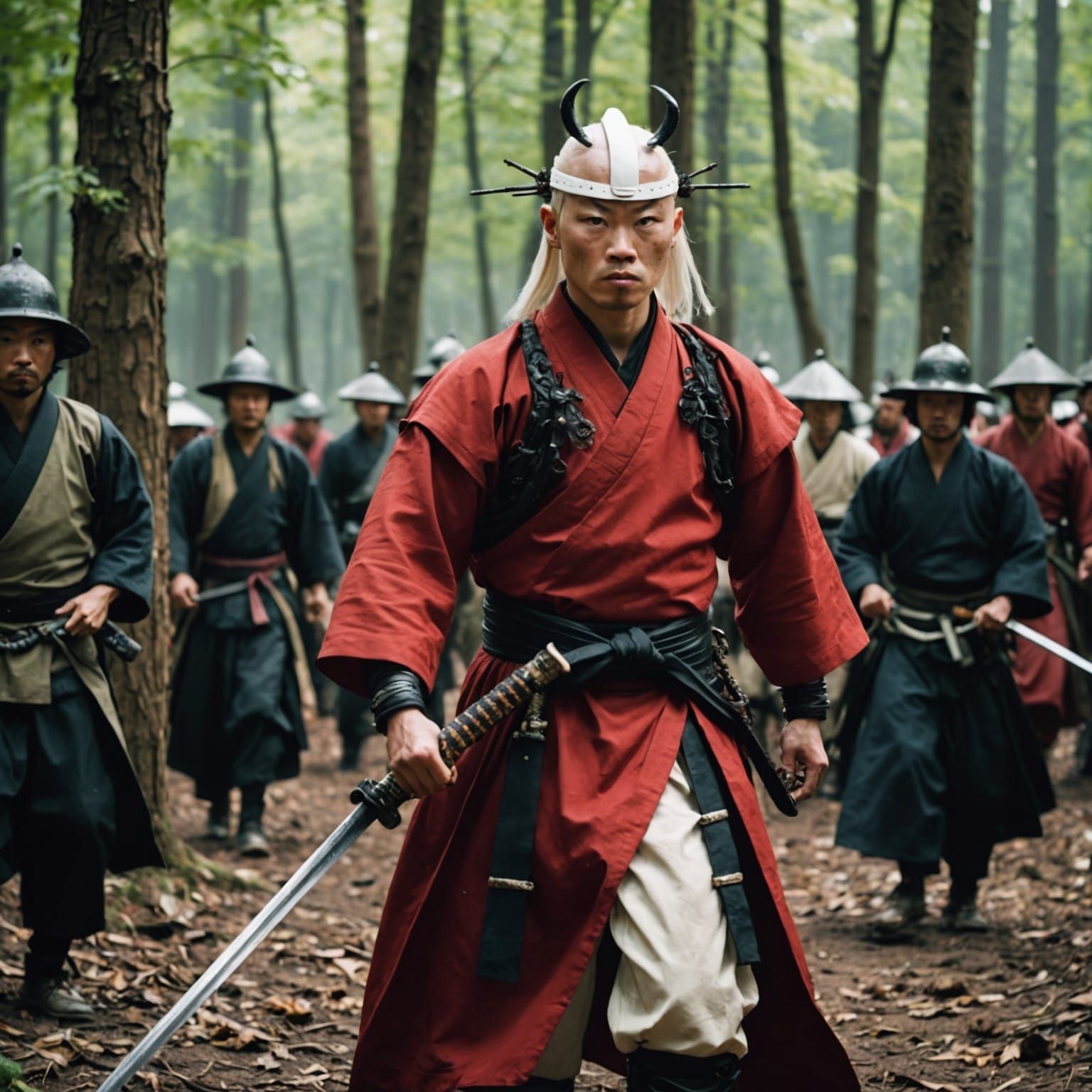 Albino Mercenary in Samurai Fight, Cinematic Film Still