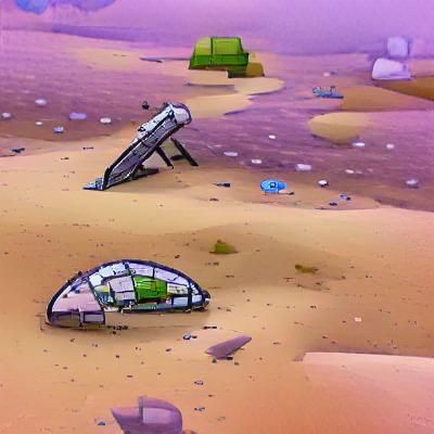 Wrecked Spaceship on a Barren Planet