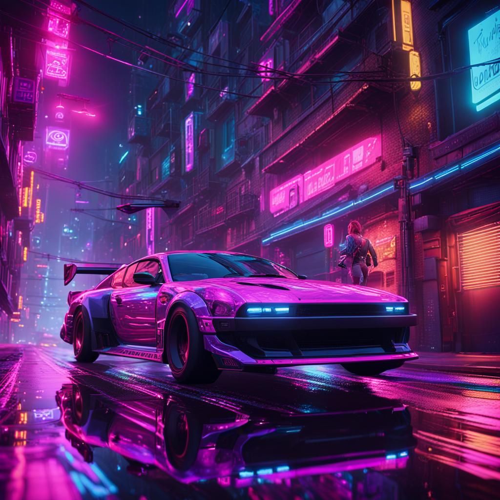 Cyberpunk Street Race in Neon Cityscape