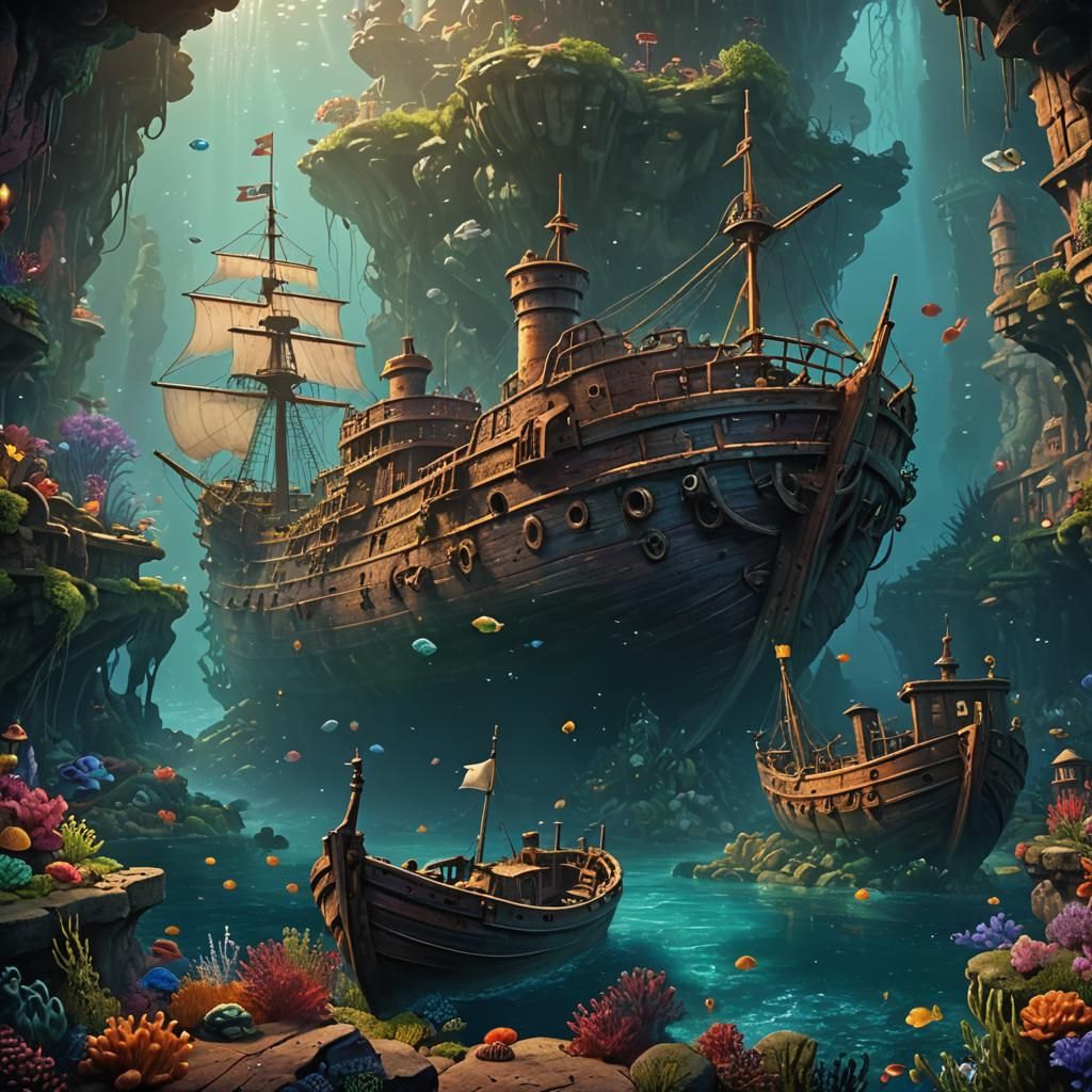 Underwater Shipwreck from The Little Mermaid