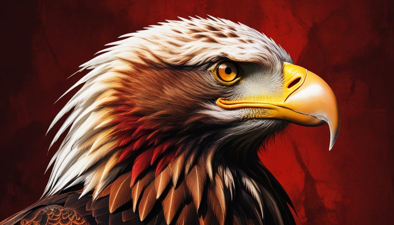 Eagle in Profile: Renaissance Pop Art Close-Up