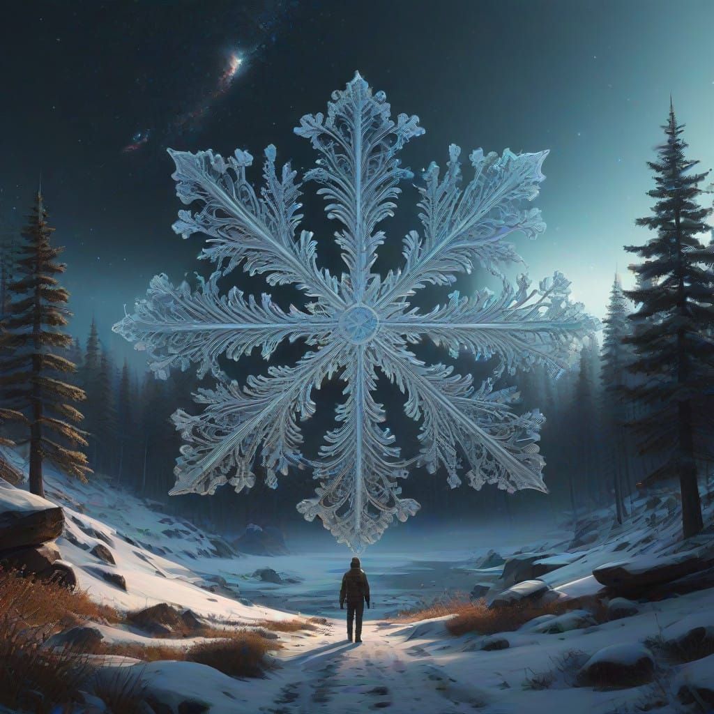 Ethereal Rainbow Snowflake Portal to Cosmic Wonderland