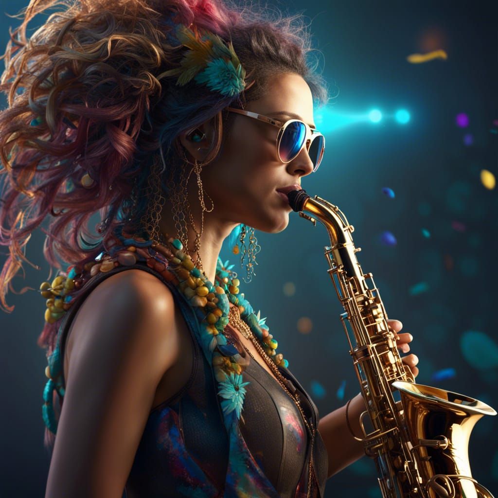 Hypermaximalist Saxophone Player in 8k