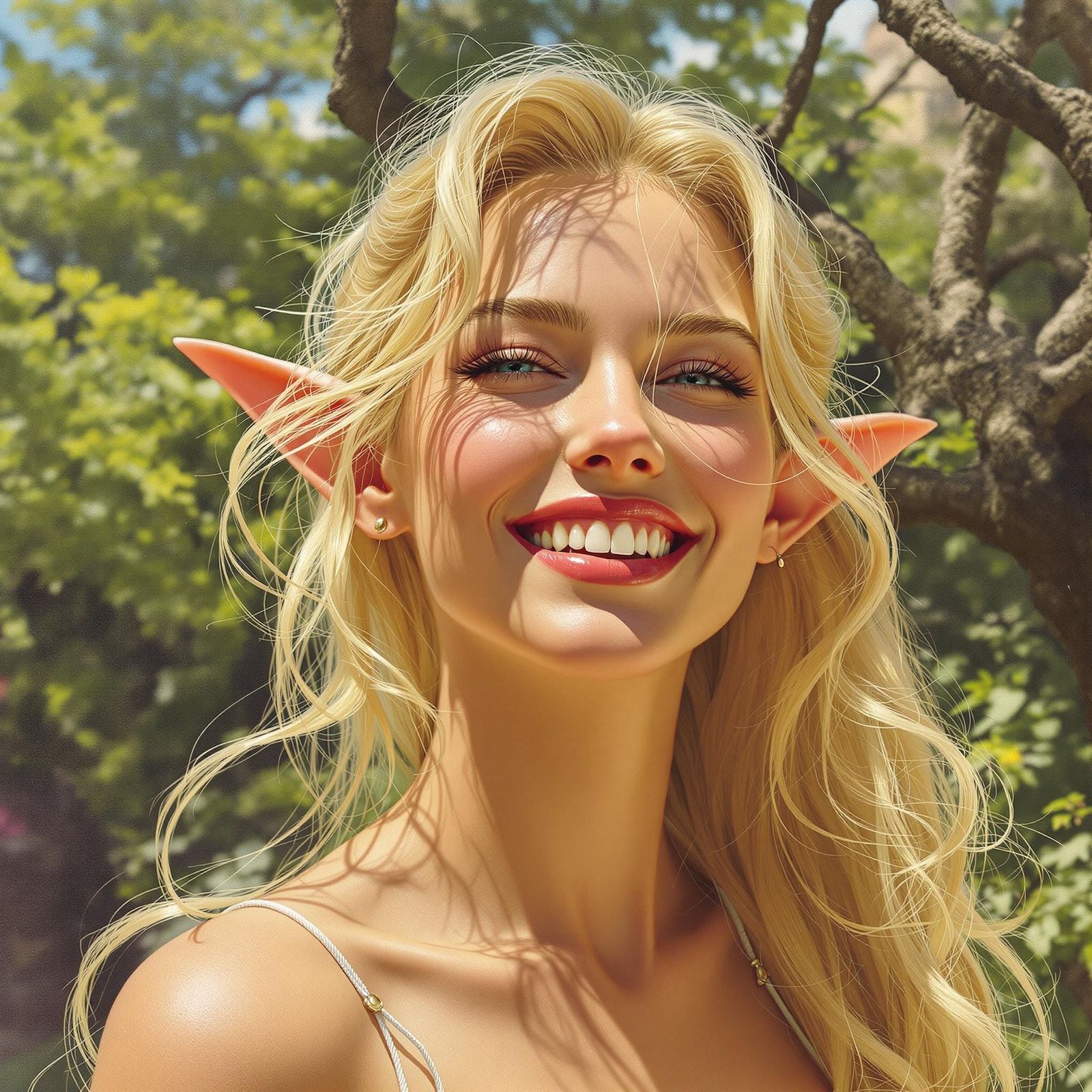 Hyper-Realistic Fantasy Elf Portrait in Vibrant Colors