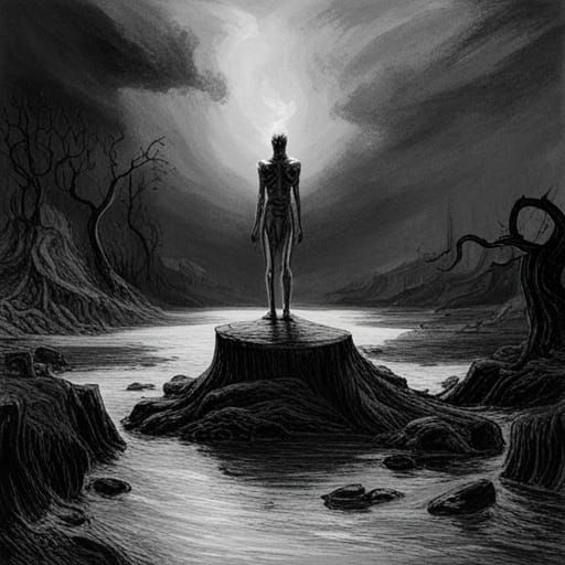 Lake of Human Remains: Macabre Horror Scene