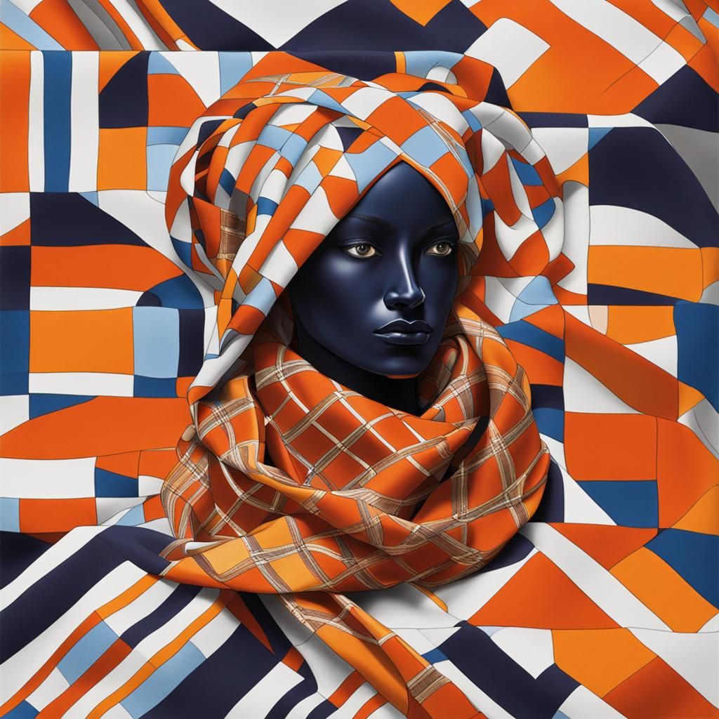 Hermès Scarf Draped on Woman's Bust