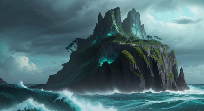 Epic Island Concept Art with Dramatic Lighting