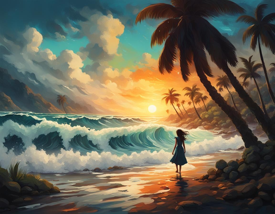 Silhouette on Beach: Oil Painting in Unreal Engine