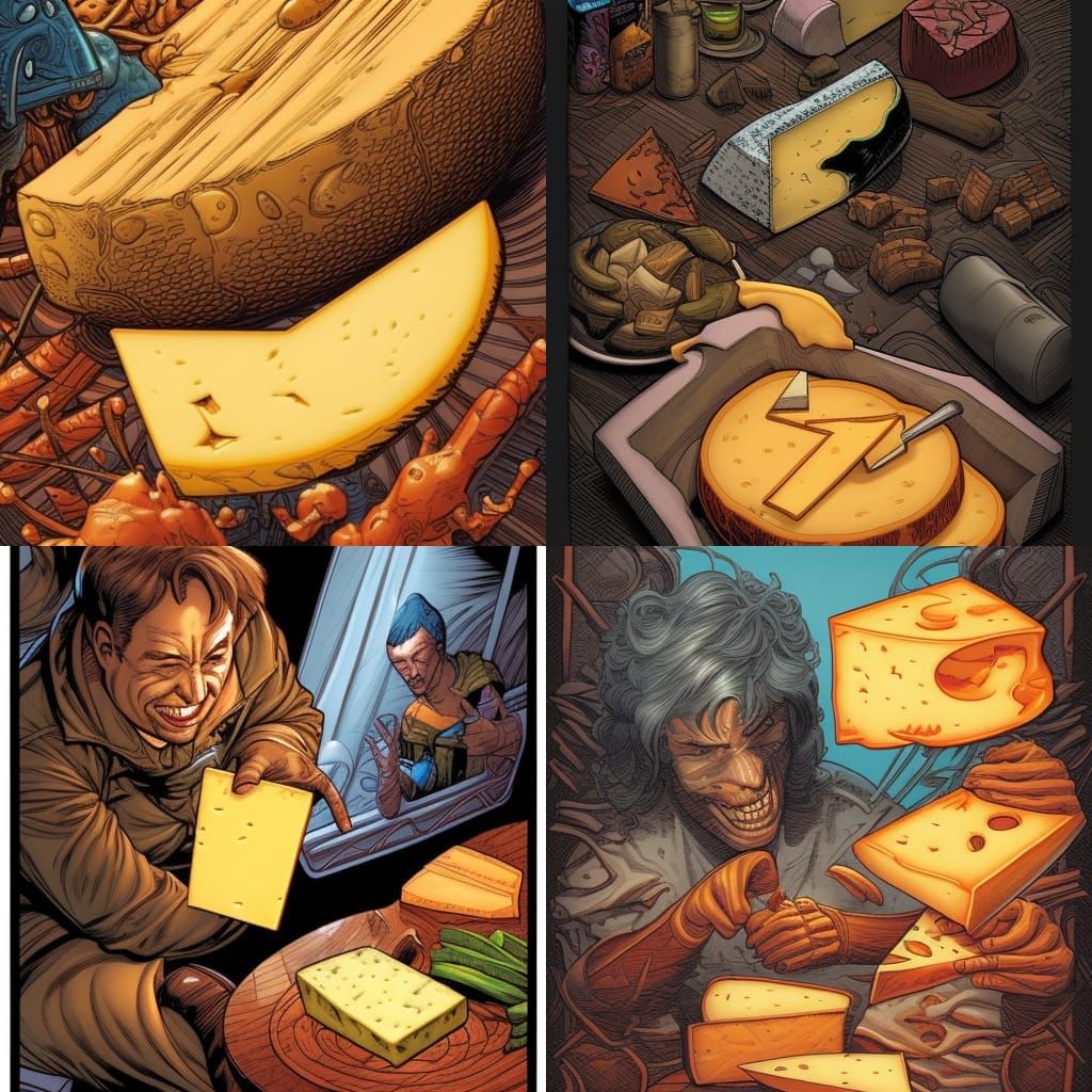 Stylized Comic Book Art of Cheese