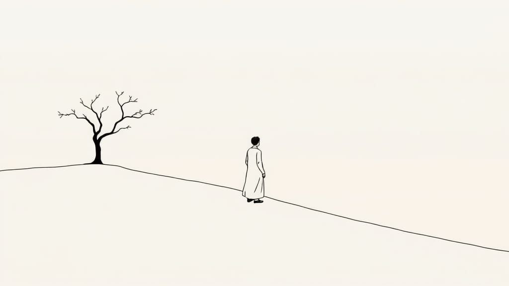 A single thin black line forming the outline of the horizon ...