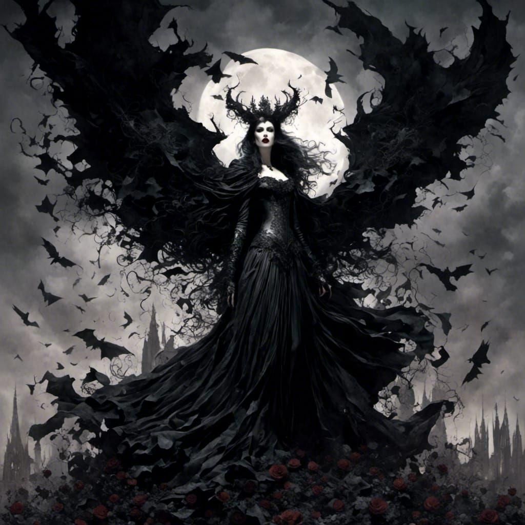 Gothic Vampire in Dark Setting, Detailed Art