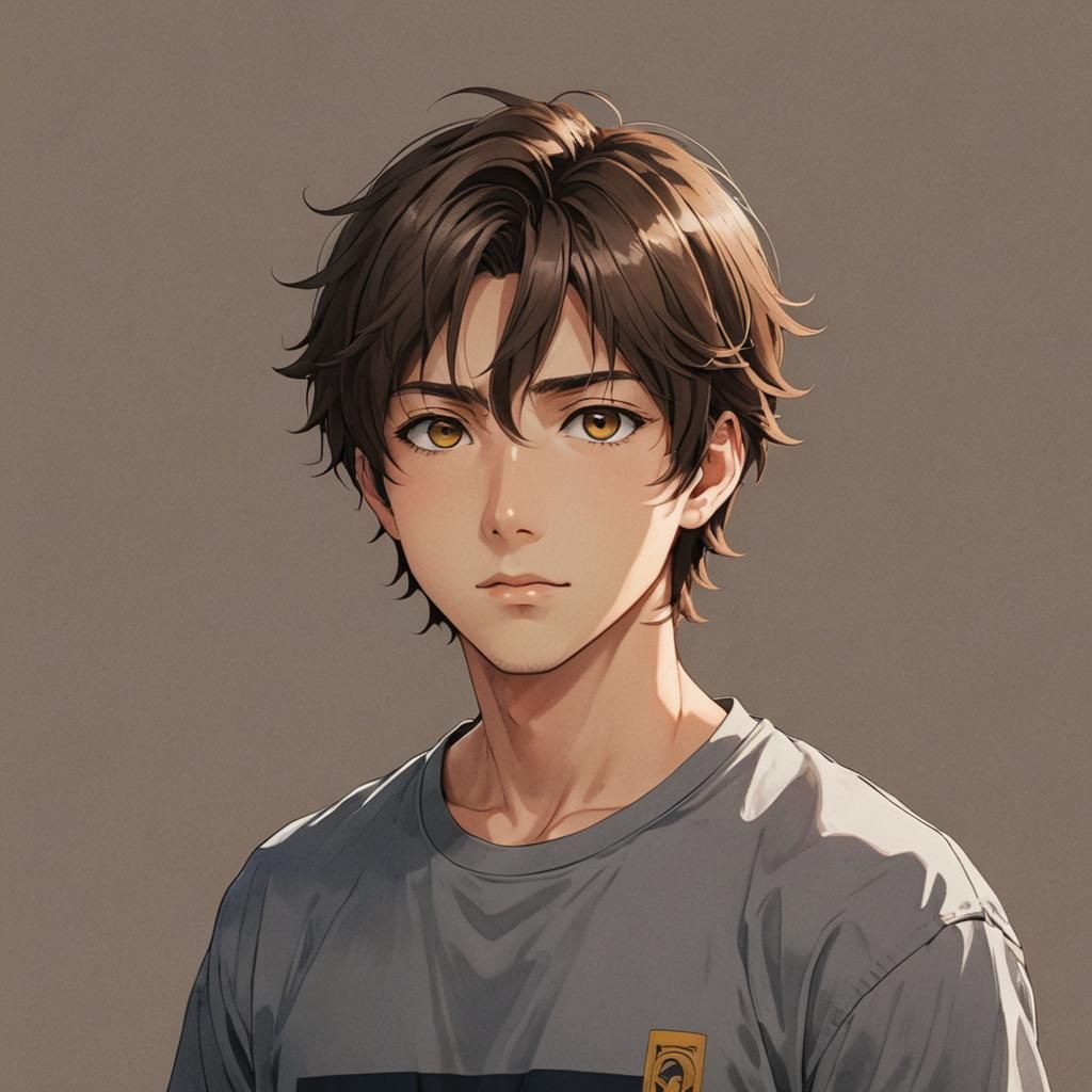 Anime Style Portrait of Man with Brown Hair