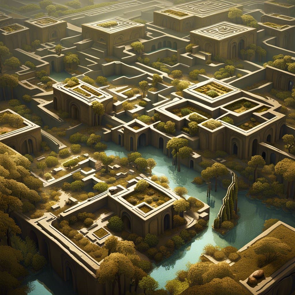 Flooded Ancient Maze Site in Overcast Light