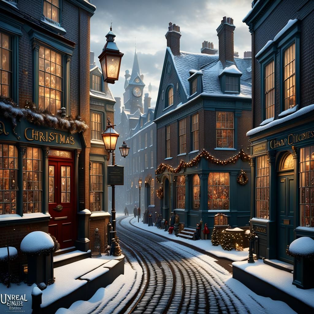 Victorian English Street in Christmas Carol Style