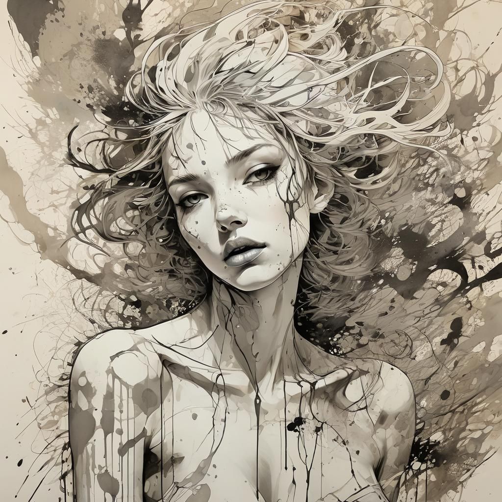 Emotive Image of Pity and Terror in Pen and Ink