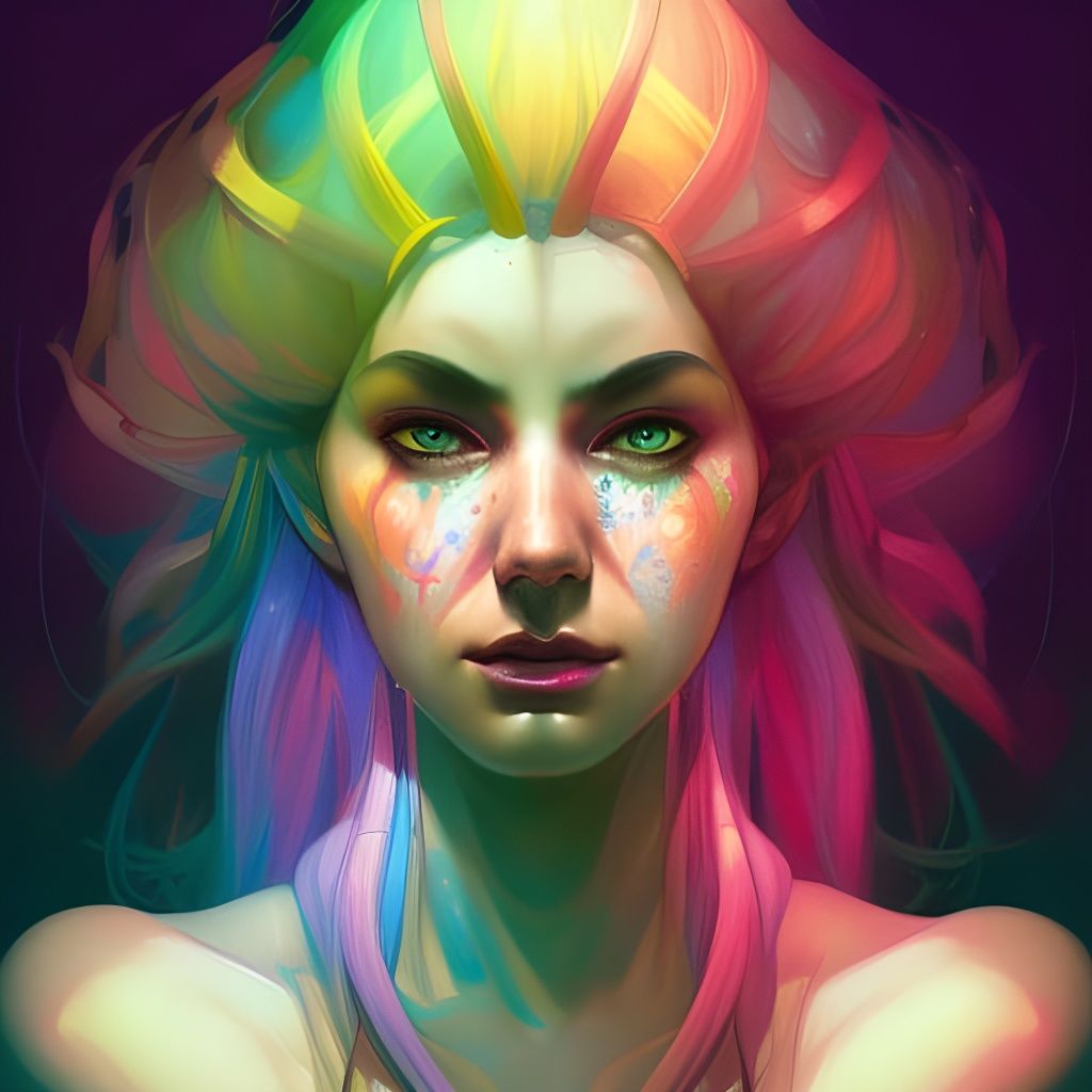 Rainbow Witch Portrait in Artgerm Style