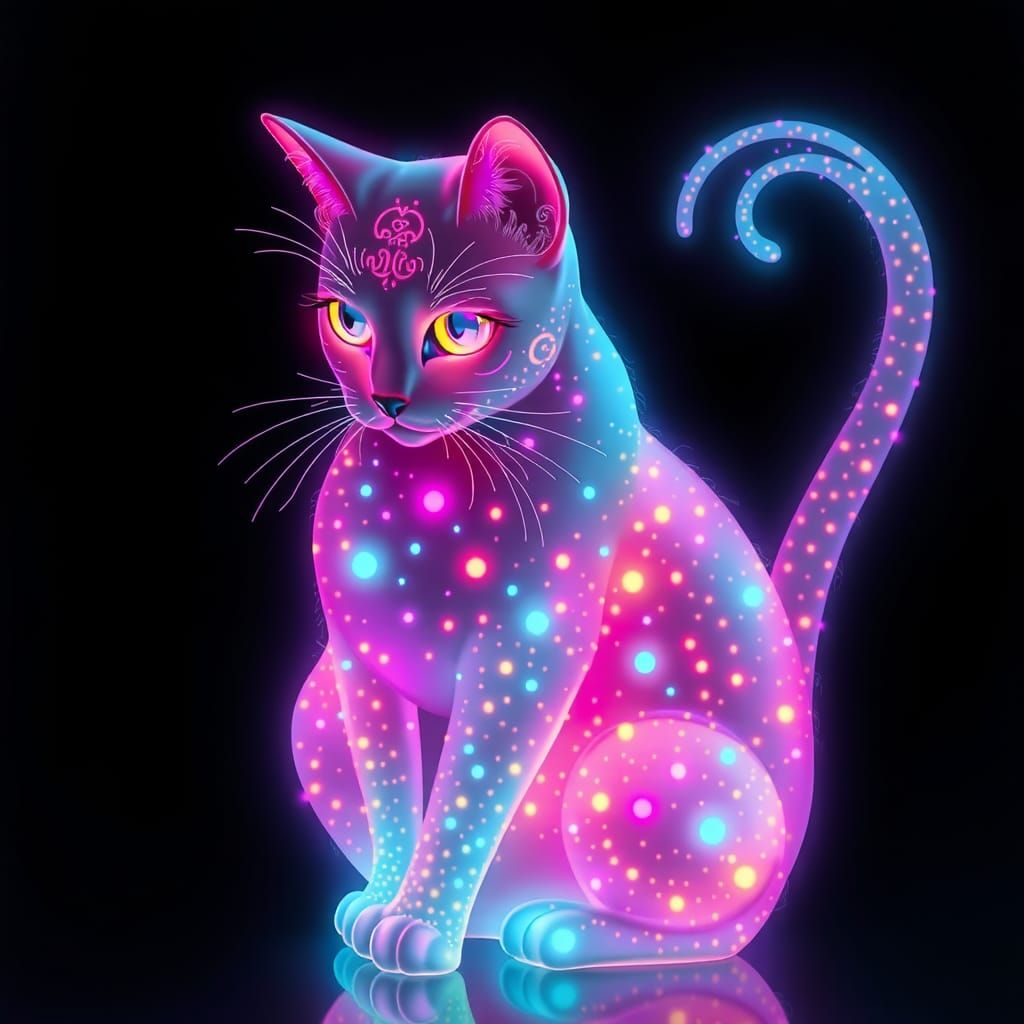 Ethereal Cat with Enchanting Fluorescent Colors