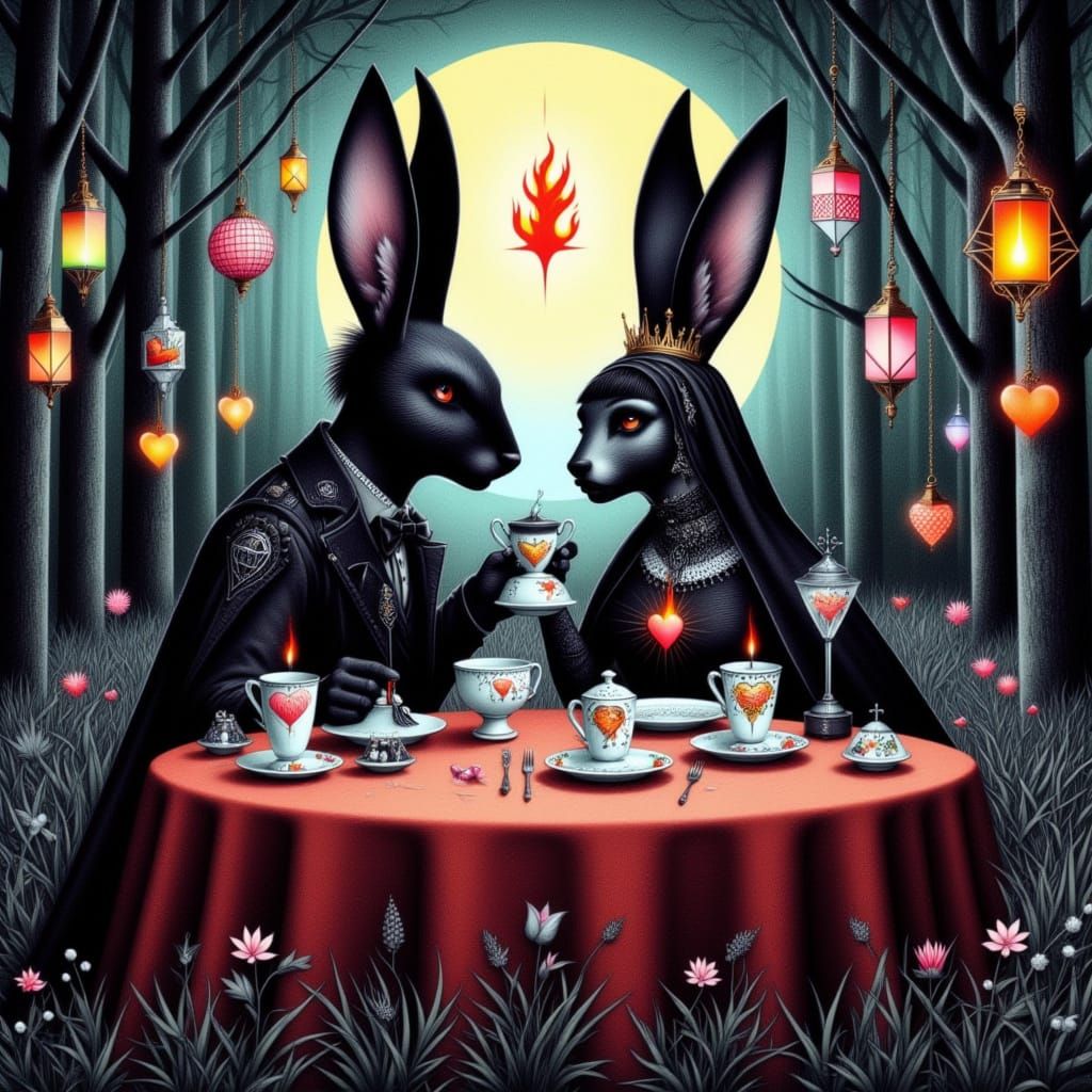 <lora:PF 6:1.0> A whimsical dark fantasy illustration of a g...