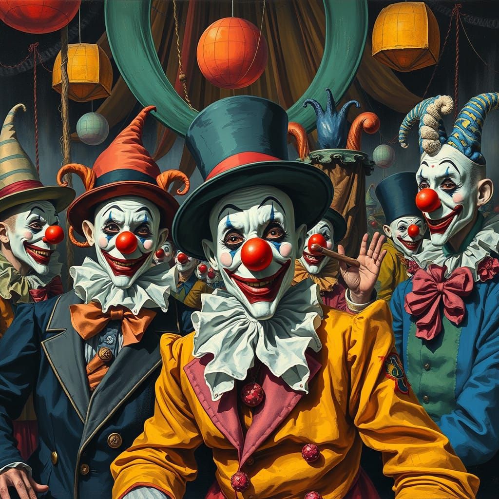 Vibrant Carnival Scene in Exaggerated Gouache Style