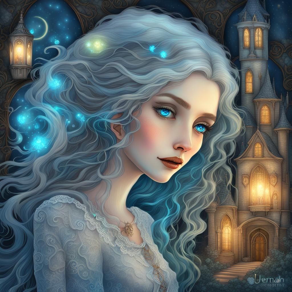 Whimsical Victorian Woman in Dreamscape Ambiance