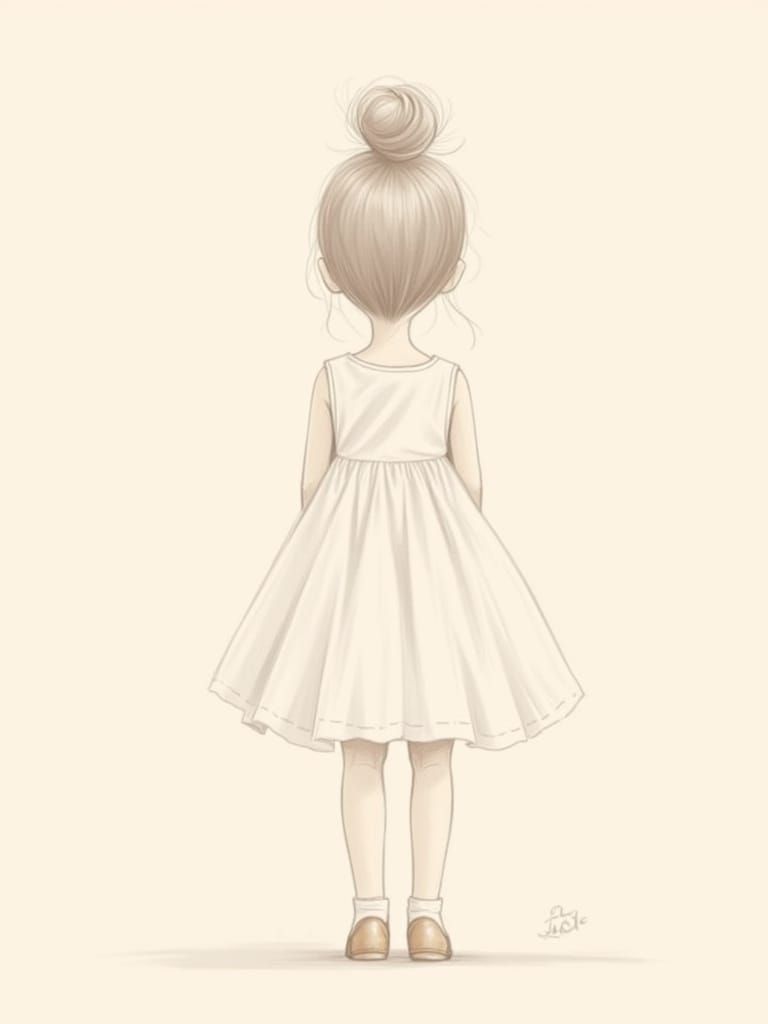 Impressionistic Digital Portrait of a Young Girl in Serene C...