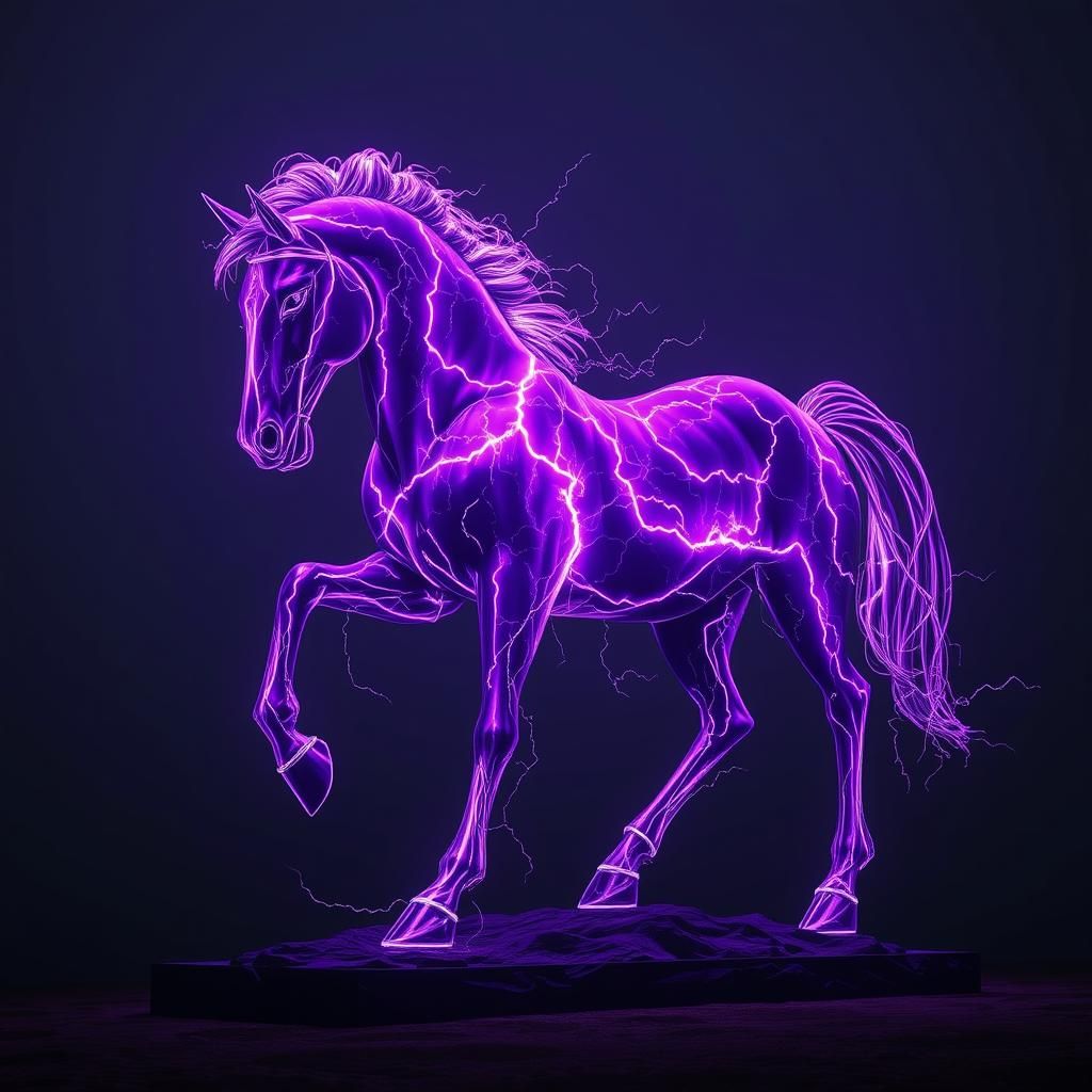 Electrifying Purple Lightning Horse Sculpture
