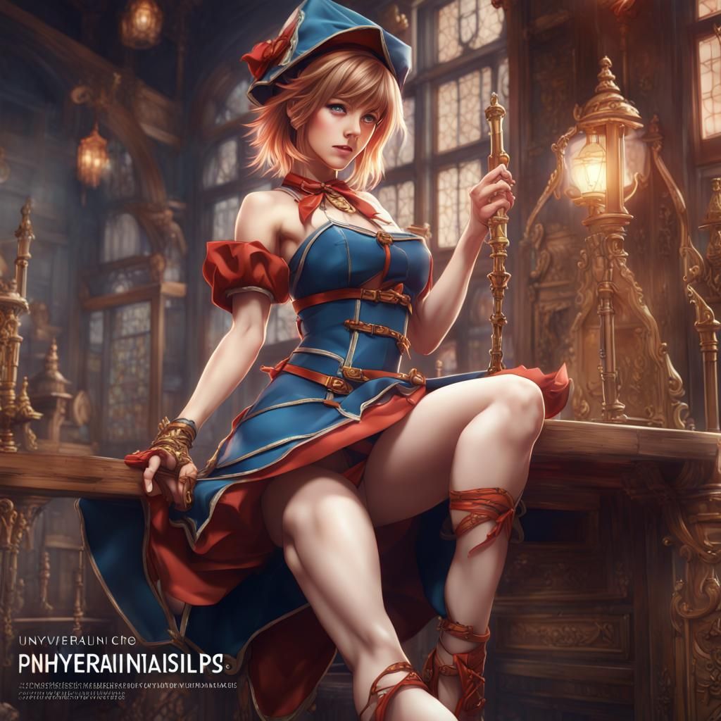 Fantasy Mage Pinup in Anime Key Visual Style