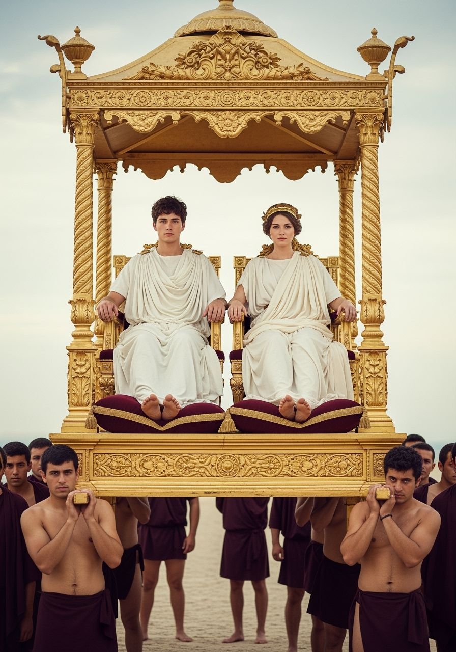 Roman Emperor and Empress on Gold Litter