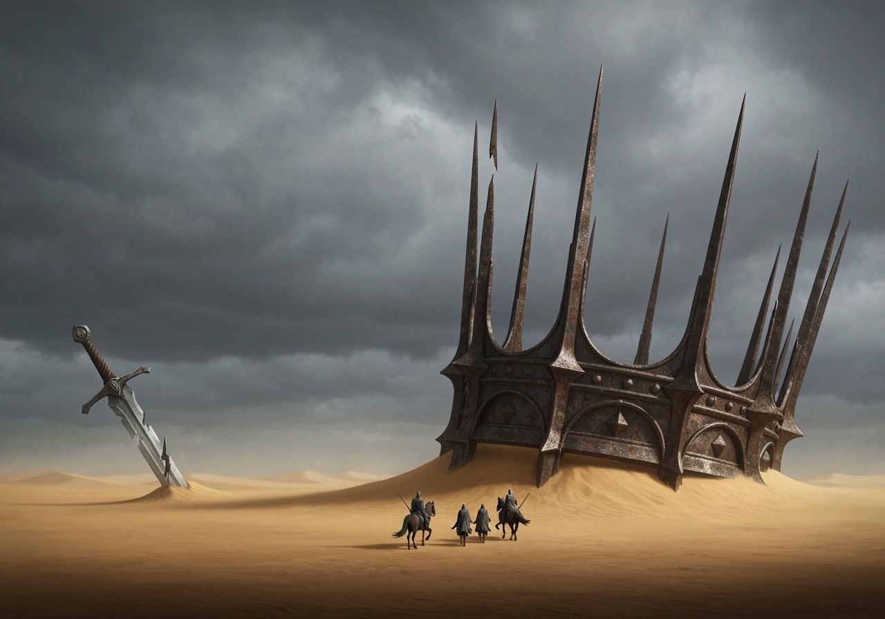 Giant Rustic Iron Crown in Desolate Desert Matte Painting
