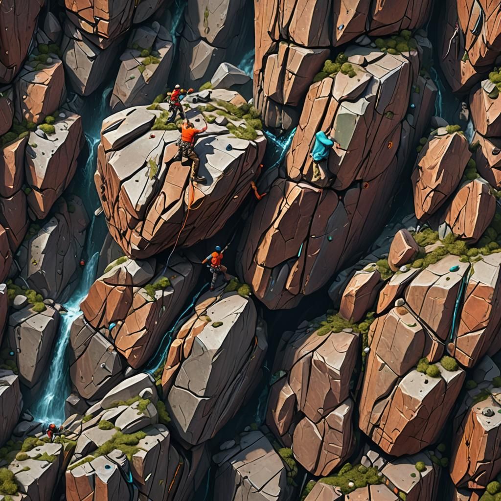 Detailed Rock Climbing Matte Painting