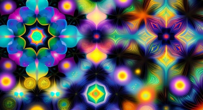 Kaleidoscopic Garden in Surreal Digital Art Style