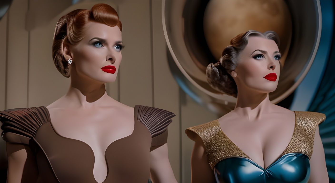 Retro Sci-Fi Pinup Girl on the Moon