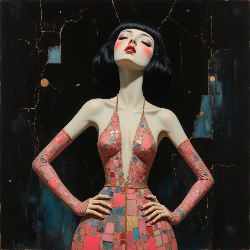 Art Deco Diva on Tower in Spotlight