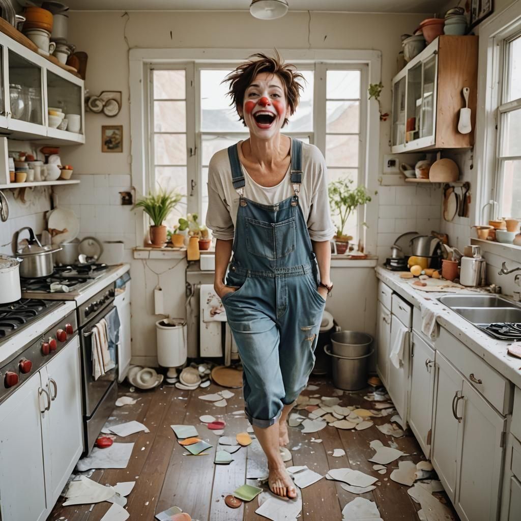 Woman Escapes Kitchen in Fantasy Concept Art