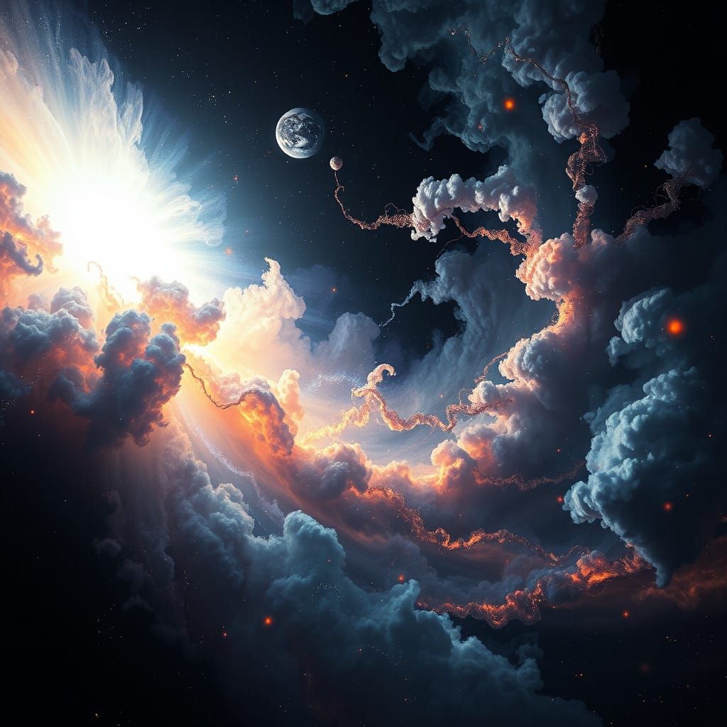 Celestial Explosion in Hyperrealistic Cosmic Style