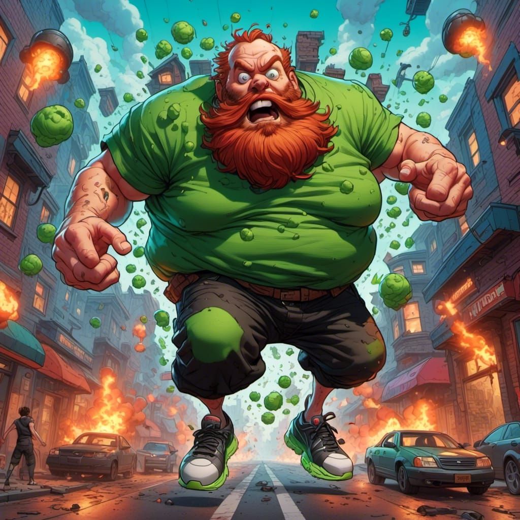 Cartoon Super Villain Made of Green Fumes