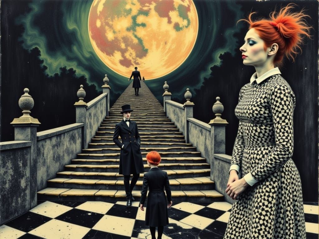 Queen of Hearts and Mad Hatter in Klimt Style